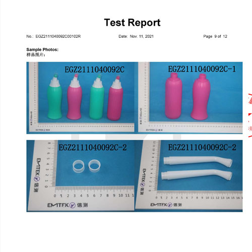 FDA and BPA Free testing reports for portable bidet